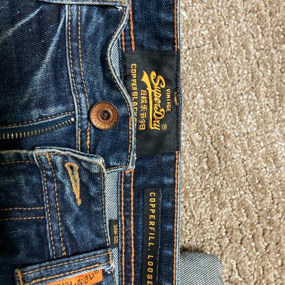 Vintage Superdry Copper Black Denim Jeans 34W 32L - Picture 3 of 4